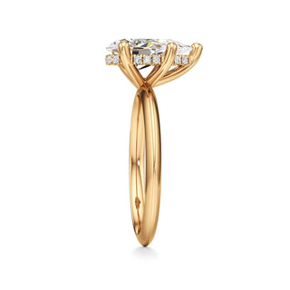 Knife Edge Plain Hidden Halo Round Engagement Ring