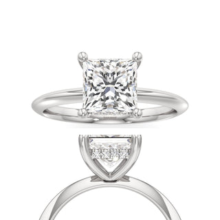 Knife Edge Plain Hidden Halo Princess Engagement Ring