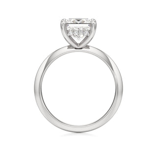 Knife Edge Plain Hidden Halo Round Engagement Ring