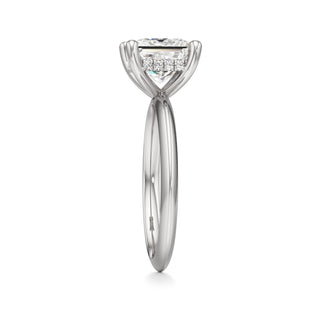 Knife Edge Plain Hidden Halo Round Engagement Ring