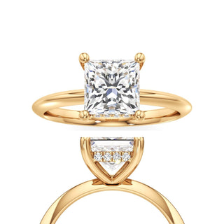 Knife Edge Plain Hidden Halo Princess Engagement Ring