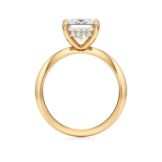 Knife Edge Plain Hidden Halo Round Engagement Ring