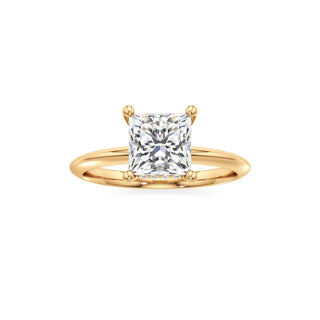 Knife Edge Plain Hidden Halo Round Engagement Ring