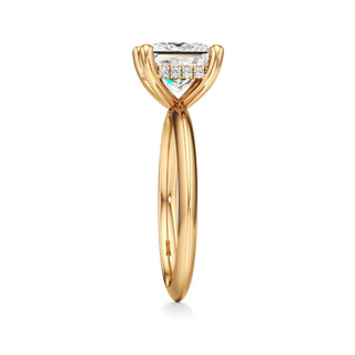 Knife Edge Plain Hidden Halo Round Engagement Ring
