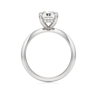 Knife Edge Plain Hidden Halo Round Engagement Ring