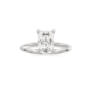 Knife Edge Plain Hidden Halo Round Engagement Ring
