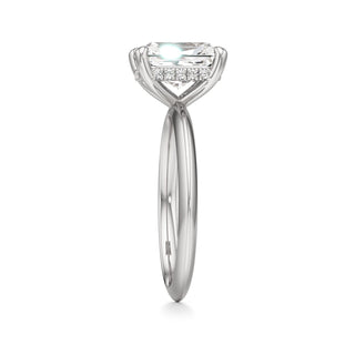 Knife Edge Plain Hidden Halo Round Engagement Ring