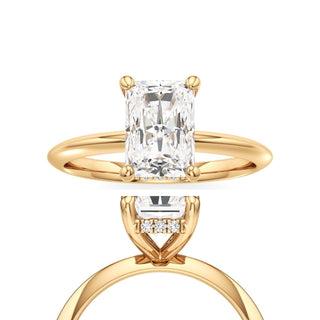 Knife Edge Plain Hidden Halo Radiant Engagement Ring