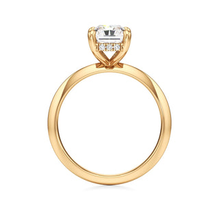 Knife Edge Plain Hidden Halo Round Engagement Ring