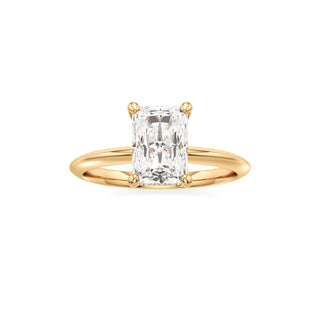 Knife Edge Plain Hidden Halo Round Engagement Ring