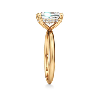Knife Edge Plain Hidden Halo Round Engagement Ring