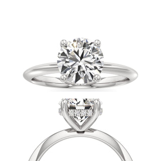 Knife Edge Plain Hidden Halo Round Engagement Ring
