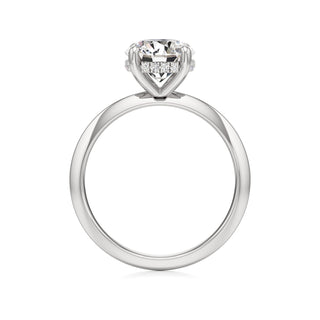 Knife Edge Plain Hidden Halo Round Engagement Ring