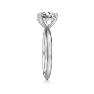 Knife Edge Plain Hidden Halo Round Engagement Ring