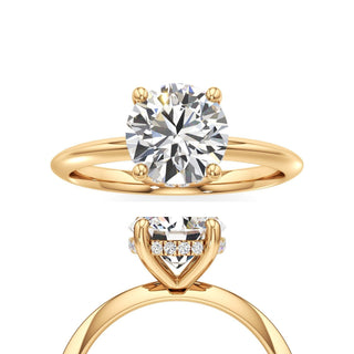 Knife Edge Plain Hidden Halo Round Engagement Ring