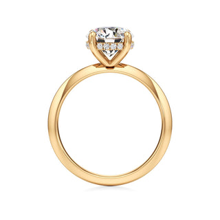 Knife Edge Plain Hidden Halo Round Engagement Ring