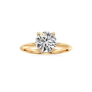 Knife Edge Plain Hidden Halo Round Engagement Ring