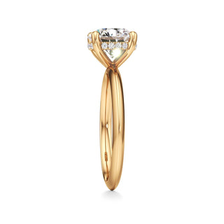 Knife Edge Plain Hidden Halo Round Engagement Ring