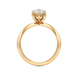 Knife Edge Plain Six Prong Pear Engagement Ring