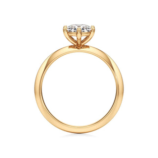 Knife Edge Plain Six Prong Pear Engagement Ring