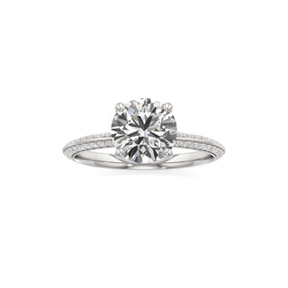 Knife Edge Prong Set Basket Round Engagement Ring