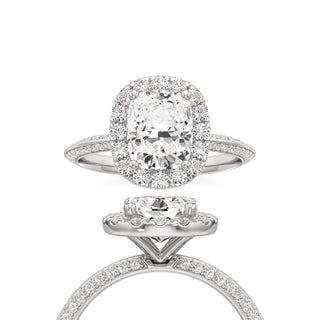 Knife Edge Prong Set Halo Round Engagement Ring