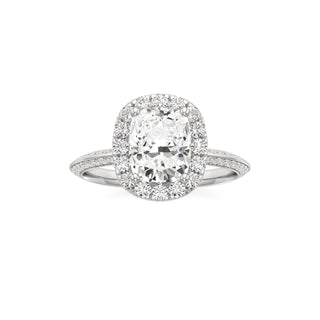 Knife Edge Prong Set Halo Round Engagement Ring