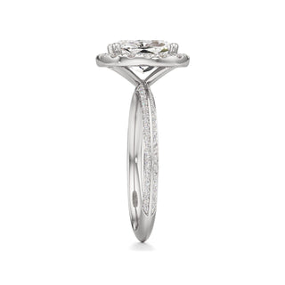 Knife Edge Prong Set Halo Round Engagement Ring
