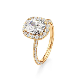 Knife Edge Prong Set Halo Round Engagement Ring