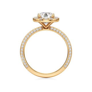 Knife Edge Prong Set Halo Round Engagement Ring