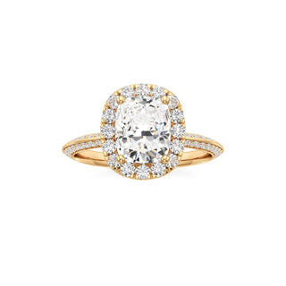 Knife Edge Prong Set Halo Round Engagement Ring
