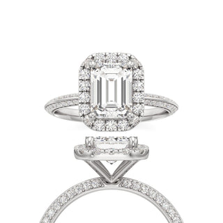 Knife Edge Prong Set Halo Round Engagement Ring