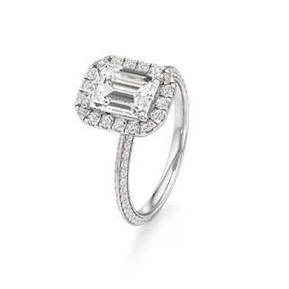 Knife Edge Prong Set Halo Round Engagement Ring