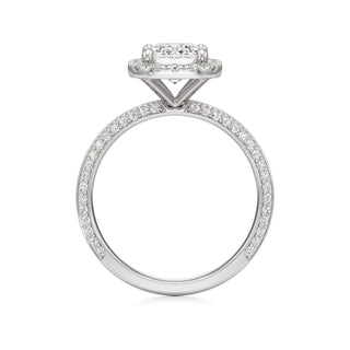 Knife Edge Prong Set Halo Round Engagement Ring
