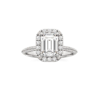 Knife Edge Prong Set Halo Round Engagement Ring