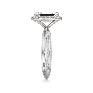 Knife Edge Prong Set Halo Round Engagement Ring