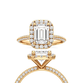 Knife Edge Prong Set Halo Round Engagement Ring