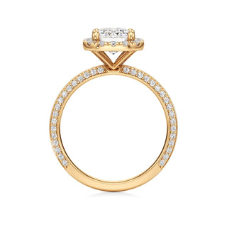 Knife Edge Prong Set Halo Round Engagement Ring