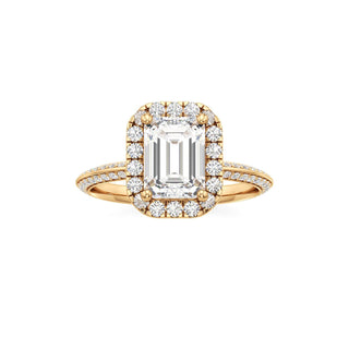 Knife Edge Prong Set Halo Round Engagement Ring