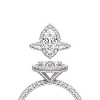 Knife Edge Prong Set Halo Round Engagement Ring