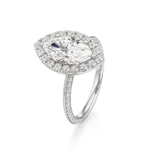 Knife Edge Prong Set Halo Round Engagement Ring
