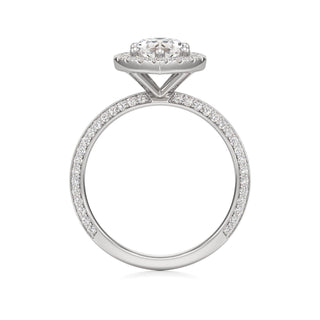 Knife Edge Prong Set Halo Round Engagement Ring