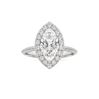 Knife Edge Prong Set Halo Round Engagement Ring