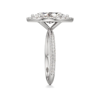Knife Edge Prong Set Halo Round Engagement Ring