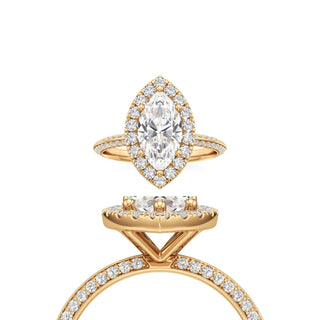 Knife Edge Prong Set Halo Round Engagement Ring