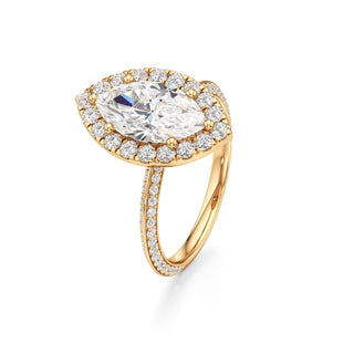 Knife Edge Prong Set Halo Round Engagement Ring