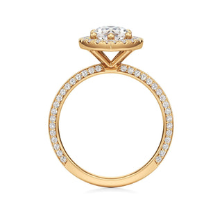 Knife Edge Prong Set Halo Round Engagement Ring