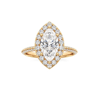 Knife Edge Prong Set Halo Round Engagement Ring
