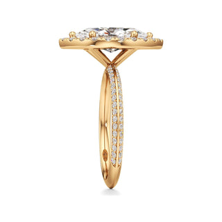 Knife Edge Prong Set Halo Round Engagement Ring