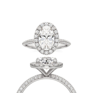 Knife Edge Prong Set Halo Round Engagement Ring
